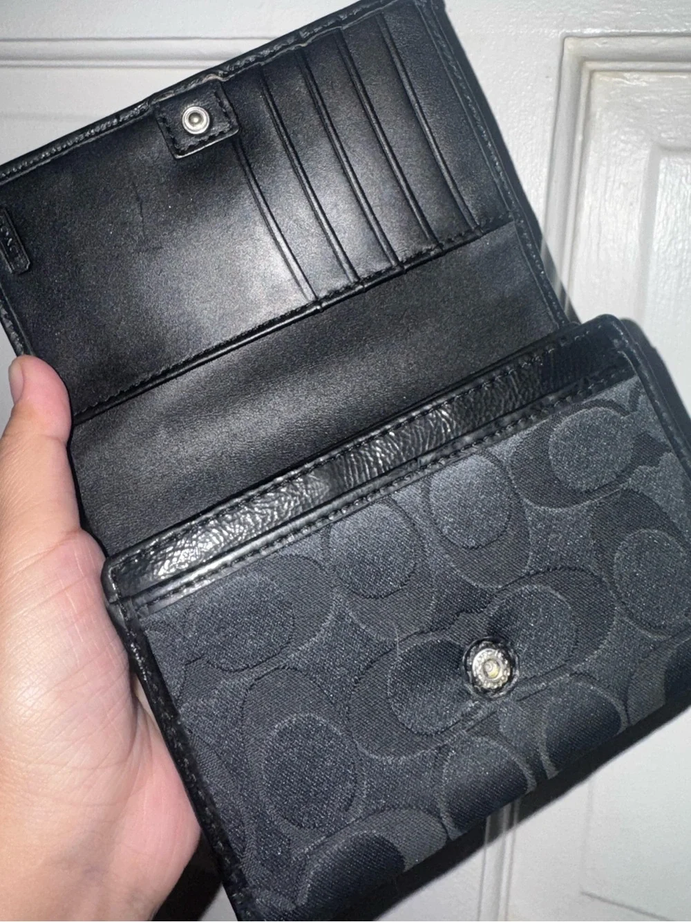 Coach signature-jacquard tri-fold wallet